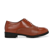 Women Premium Leather Police Oxford Shoes Tan | Formal Lace-Up Duty Shoes | TPR Sole Anti-Slip | Comfortable Uniform Footwear for Female Officers (W-IPS-60-POLICETAN)