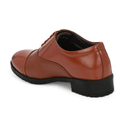Women Premium Leather Police Oxford Shoes Tan | Formal Lace-Up Duty Shoes | TPR Sole Anti-Slip | Comfortable Uniform Footwear for Female Officers (W-IPS-60-POLICETAN)