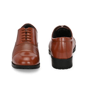 Women Premium Leather Police Oxford Shoes Tan | Formal Lace-Up Duty Shoes | TPR Sole Anti-Slip | Comfortable Uniform Footwear for Female Officers (W-IPS-60-POLICETAN)