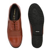 Women Premium Leather Police Oxford Shoes Tan | Formal Lace-Up Duty Shoes | TPR Sole Anti-Slip | Comfortable Uniform Footwear for Female Officers (W-IPS-60-POLICETAN)