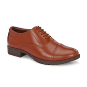 Women Full Smooth Genuine Leather Police Tan Cap Toe Oxford Shoes (W-IPS-61-POLICE-TAN)