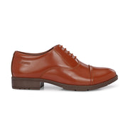 Women Full Smooth Genuine Leather Police Tan Cap Toe Oxford Shoes (W-IPS-61-POLICE-TAN)