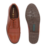 Women Full Smooth Genuine Leather Police Tan Cap Toe Oxford Shoes (W-IPS-61-POLICE-TAN)