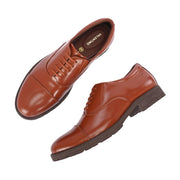 Women Full Smooth Genuine Leather Police Tan Cap Toe Oxford Shoes (W-IPS-61-POLICE-TAN)