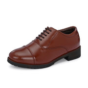 Women Premium Leather Police Oxford Shoes Tan | Formal Lace-Up Duty Shoes | Comfortable Uniform Footwear for Female Officers (W-IPS-61-TAN)
