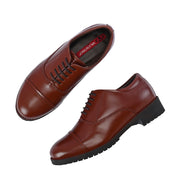 Women Premium Leather Police Oxford Shoes Tan | Formal Lace-Up Duty Shoes | Comfortable Uniform Footwear for Female Officers (W-IPS-61-TAN)