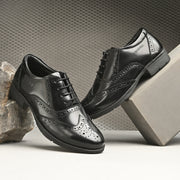Women Full Smooth Genuine Leather Military Brogue Design Uniform Shoes for Army Officers (W-IPS-71-BLACK)