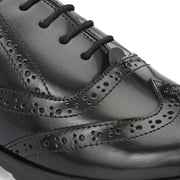 Women Full Smooth Genuine Leather Military Brogue Design Uniform Shoes for Army Officers (W-IPS-71-BLACK)