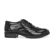 Women Full Smooth Genuine Leather Military Brogue Design Uniform Shoes for Army Officers (W-IPS-71-BLACK)