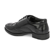 Women Full Smooth Genuine Leather Military Brogue Design Uniform Shoes for Army Officers (W-IPS-71-BLACK)
