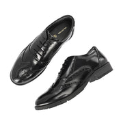 Women Full Smooth Genuine Leather Military Brogue Design Uniform Shoes for Army Officers (W-IPS-71-BLACK)