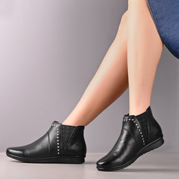 Women Premium Leather Chelsea Boots (W-JANY-076-BLACK)