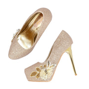 Women Glitter Stiletto Pumps (W-KI-02-GOLD)