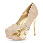 Women Glitter Stiletto Pumps (W-KI-02-GOLD)