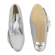 Women Glitter Stiletto Pumps (W-KI-02-SILVER)