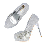 Women Glitter Stiletto Pumps (W-KI-02-SILVER)