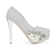 Women Glitter Stiletto Pumps (W-KI-02-SILVER)