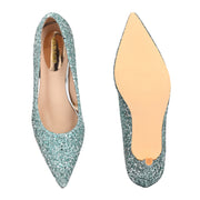 Women Glitter Pointed-Toe Pumps (W-KI-03-GREEN)