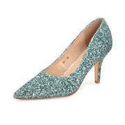 Women Glitter Pointed-Toe Pumps (W-KI-03-GREEN)