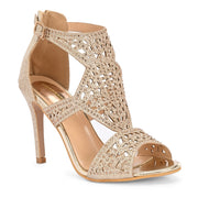 Women Golden Partywear Embellished Stiletto Sandals (W-KI-04-GOLD)