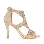 Women Golden Partywear Embellished Stiletto Sandals (W-KI-04-GOLD)