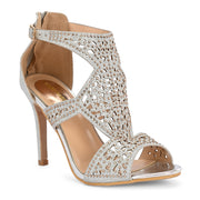 Women Silver Partywear Embellished Stiletto Sandals (W-KI-04-SILVER)