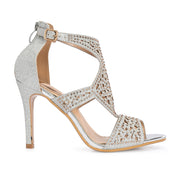 Women Silver Partywear Embellished Stiletto Sandals (W-KI-04-SILVER)