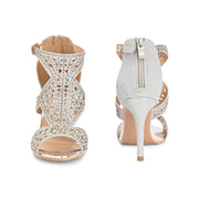 Women Silver Partywear Embellished Stiletto Sandals (W-KI-04-SILVER)