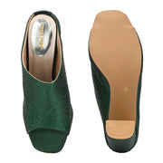 Women Crystal Embellished Block-Heel Mules (W-KI-06-GREEN)