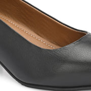 Women Premium Leather Block Heel Pumps (W-MARY-05-BLACK)