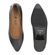 Women Premium Leather Block Heel Pumps (W-MARY-05-BLACK)
