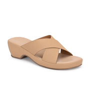 Women Cross Strap Wedge Sandals (W-MS-01-BEIGE)