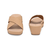 Women Cross Strap Wedge Sandals (W-MS-01-BEIGE)