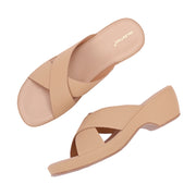 Women Cross Strap Wedge Sandals (W-MS-01-BEIGE)