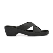 Women Cross Strap Wedge Sandals (W-MS-01-BLACK)