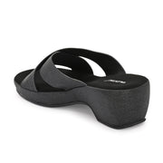 Women Cross Strap Wedge Sandals (W-MS-01-BLACK)