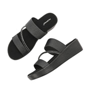 Women Double Strap Wedge Sandals (W-MS-02-BLACK)