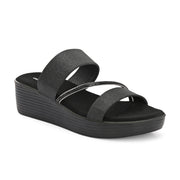 Women Double Strap Wedge Sandals (W-MS-02-BLACK)
