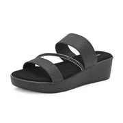 Women Double Strap Wedge Sandals (W-MS-02-BLACK)