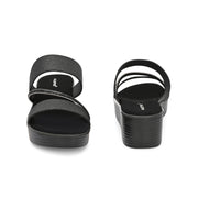 Women Double Strap Wedge Sandals (W-MS-02-BLACK)
