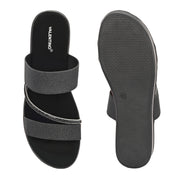 Women Double Strap Wedge Sandals (W-MS-02-BLACK)