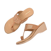 Women Embellished T-Strap Wedge Sandals (W-MS-03-ANTIQUE)