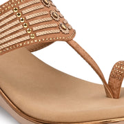 Women Embellished T-Strap Wedge Sandals (W-MS-03-ANTIQUE)