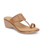 Women Embellished T-Strap Wedge Sandals (W-MS-03-ANTIQUE)
