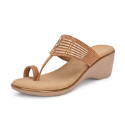 Women Embellished T-Strap Wedge Sandals (W-MS-03-ANTIQUE)