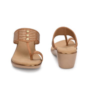 Women Embellished T-Strap Wedge Sandals (W-MS-03-ANTIQUE)