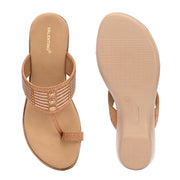 Women Embellished T-Strap Wedge Sandals (W-MS-03-ANTIQUE)