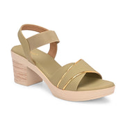 Women Green Block Heel Sandals with Gold Detail (W-MS-04-GREEN)