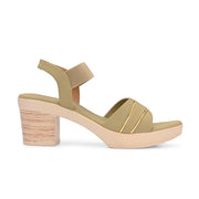 Women Green Block Heel Sandals with Gold Detail (W-MS-04-GREEN)