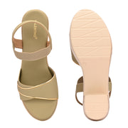 Women Green Block Heel Sandals with Gold Detail (W-MS-04-GREEN)